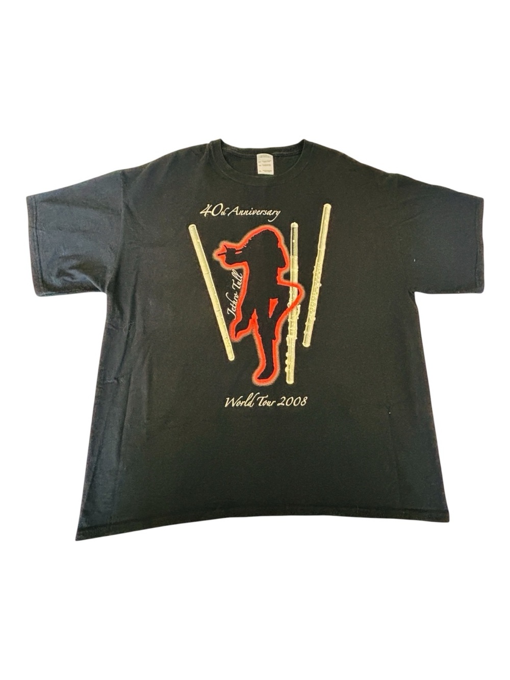 Jethro Tull 40th Anniversary World Tour 2008 T Shirt Mens XL Black Rock Band HTF